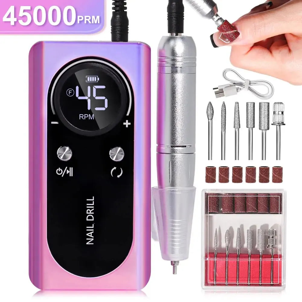 Compact Rechargeable Electric Nail Drill Kit