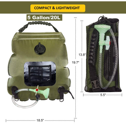 Compact Solar Heated Shower Bag for Camping
