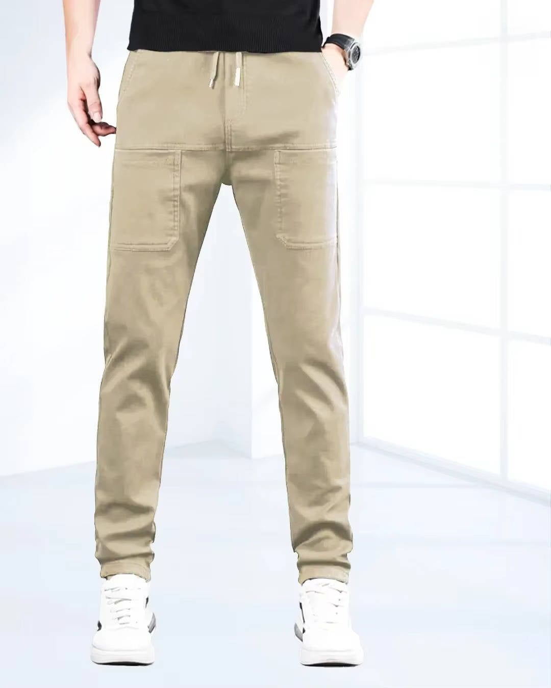 Men's Comfortable Elastic Cargo Trousers with Pockets - Halri