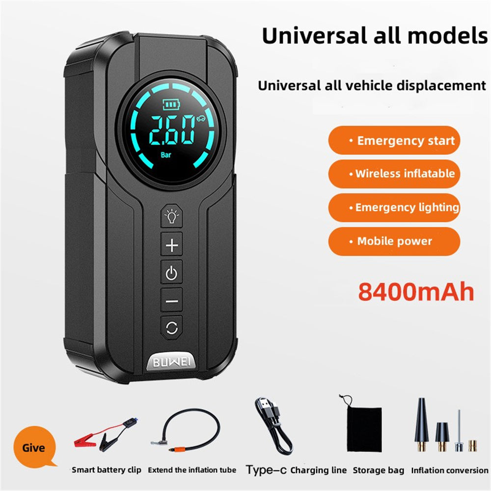 Portable Car Battery Booster with LED Light & Air Pump