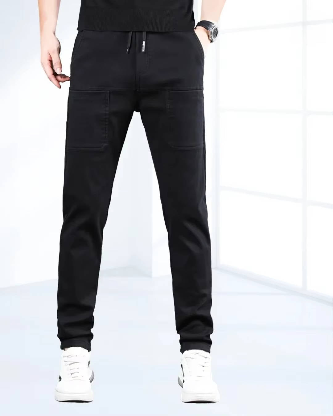 Men's Comfortable Elastic Cargo Trousers with Pockets
