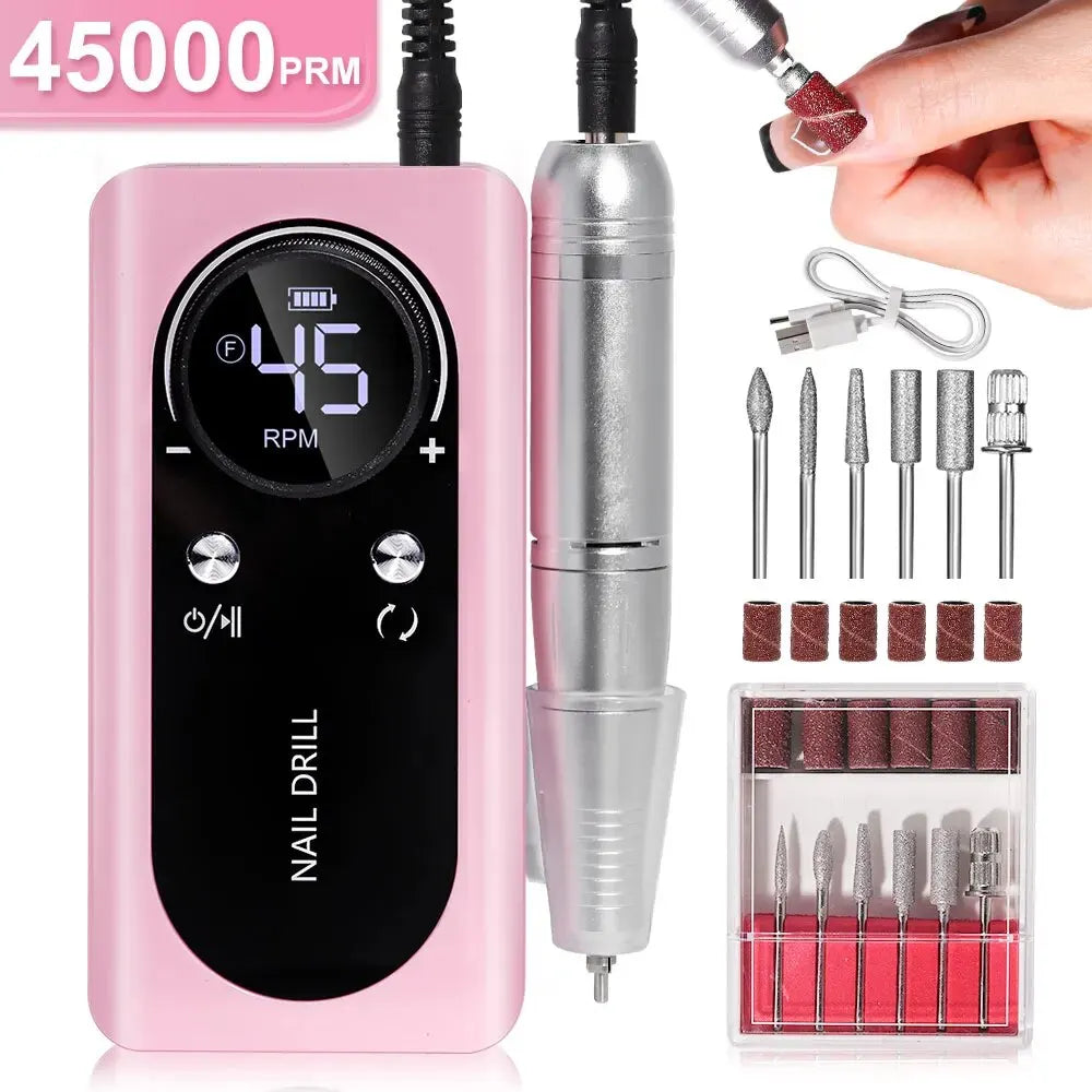 Compact Rechargeable Electric Nail Drill Kit