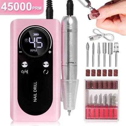 Compact Rechargeable Electric Nail Drill Kit