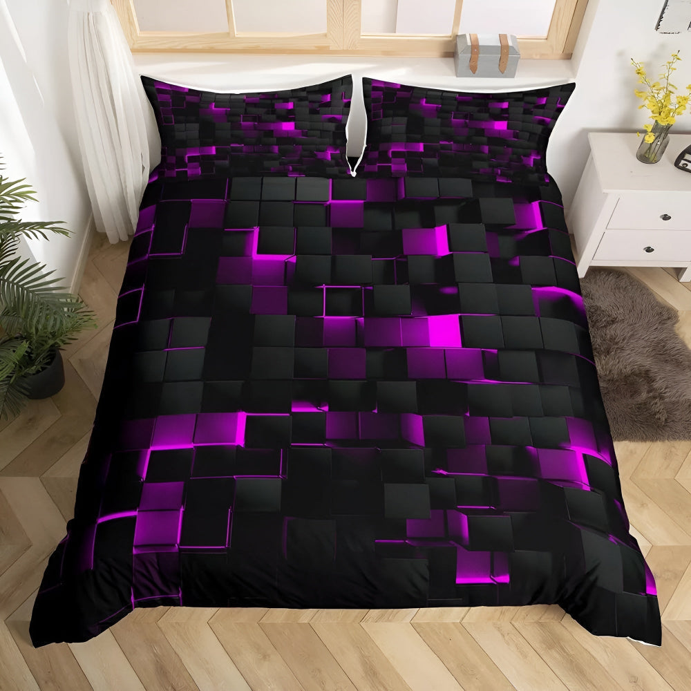 Colorful Bed Quilt Set Bold Geometric Pattern & Sturdy Design