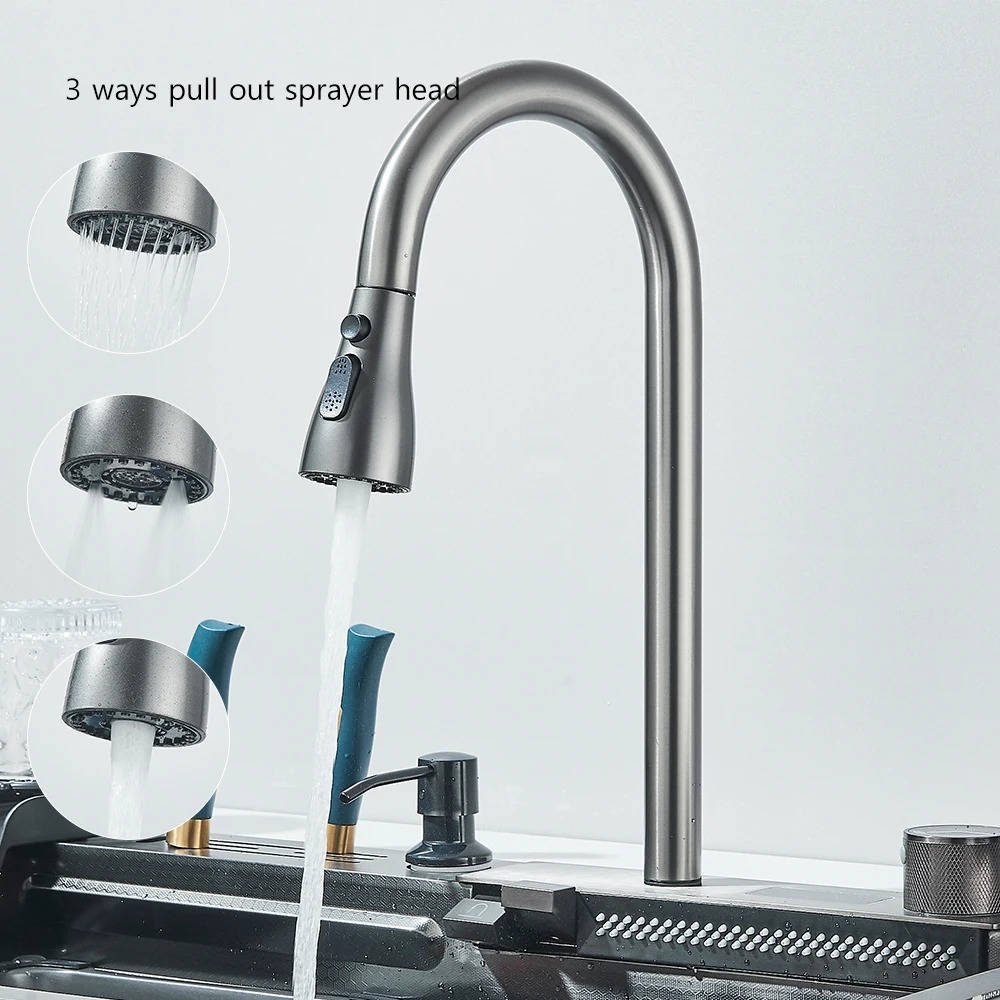 Modern Stainless Steel Kitchen Sink with Faucet and Accessories
