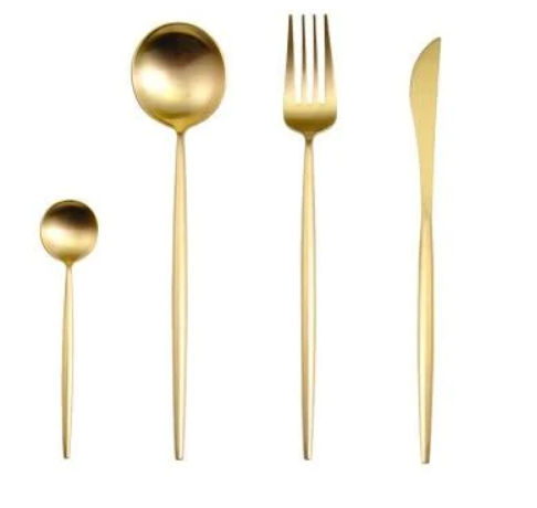 Premium 24pc Gold Plated Flatware Set for Elegant Dining