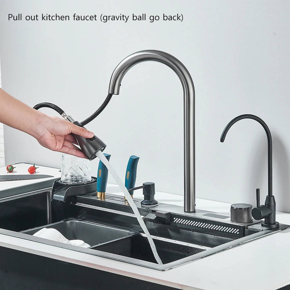 Modern Stainless Steel Kitchen Sink with Faucet and Accessories
