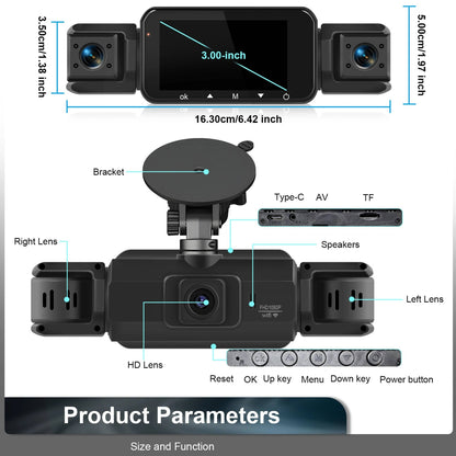 Dual Lens Car Camera Front Rear Night Vision Recorder