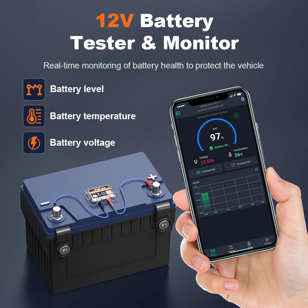 Wireless Car Battery Checker with Bluetooth