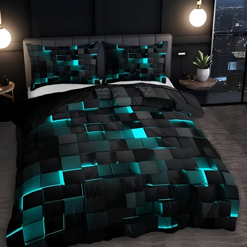 Colorful Bed Quilt Set Bold Geometric Pattern & Sturdy Design