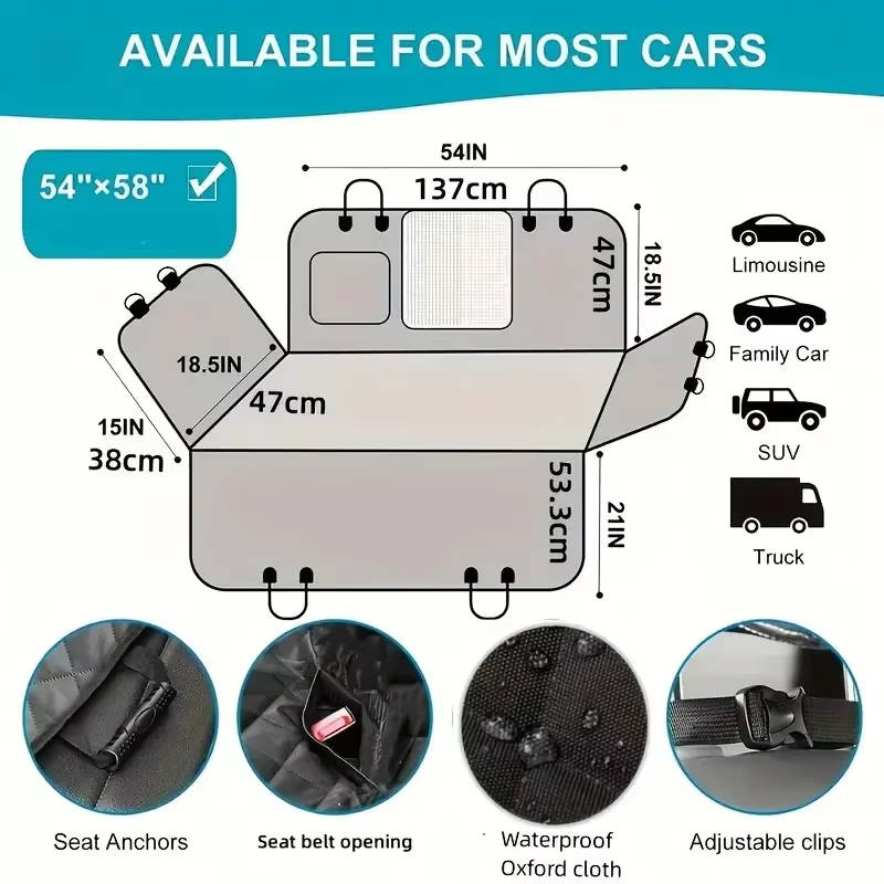 Durable Pet Car Seat Cover Water Resistant