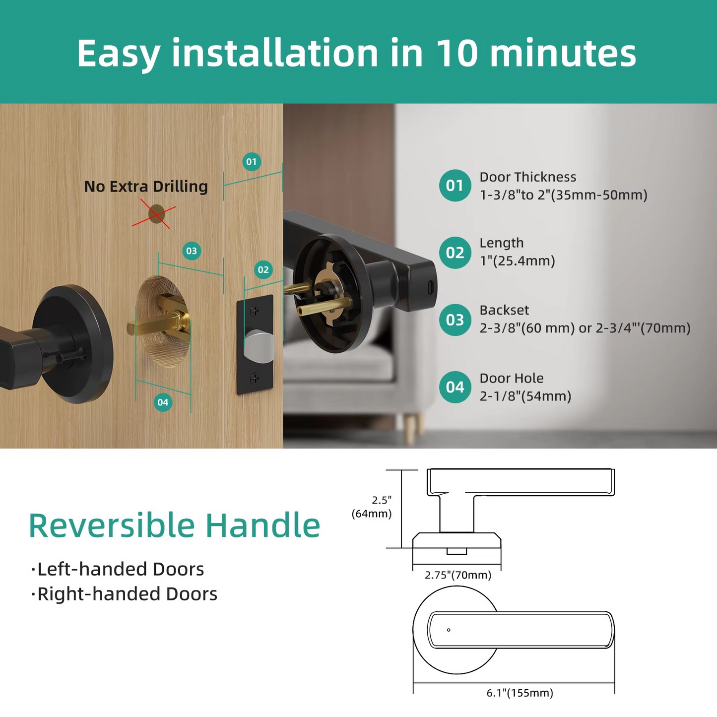 Touchless Digital Door Lock With Knob
