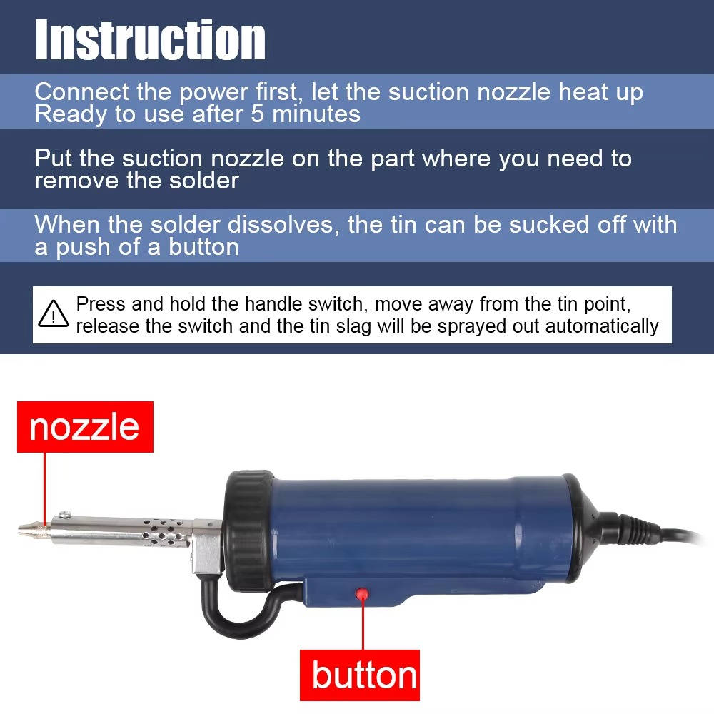 Automatic Electric Desoldering Gun with 3 Nozzles