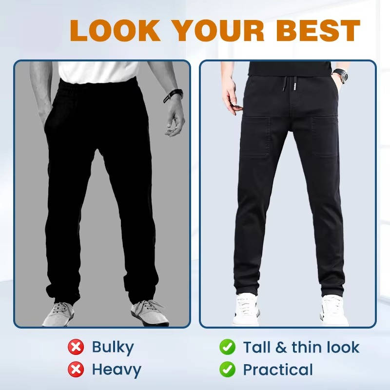 Men's Comfortable Elastic Cargo Trousers with Pockets
