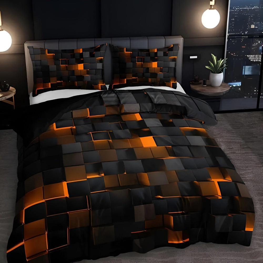 Colorful Bed Quilt Set Bold Geometric Pattern & Sturdy Design