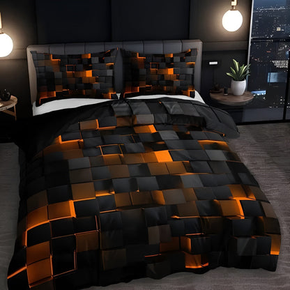 Colorful Bed Quilt Set Bold Geometric Pattern & Sturdy Design