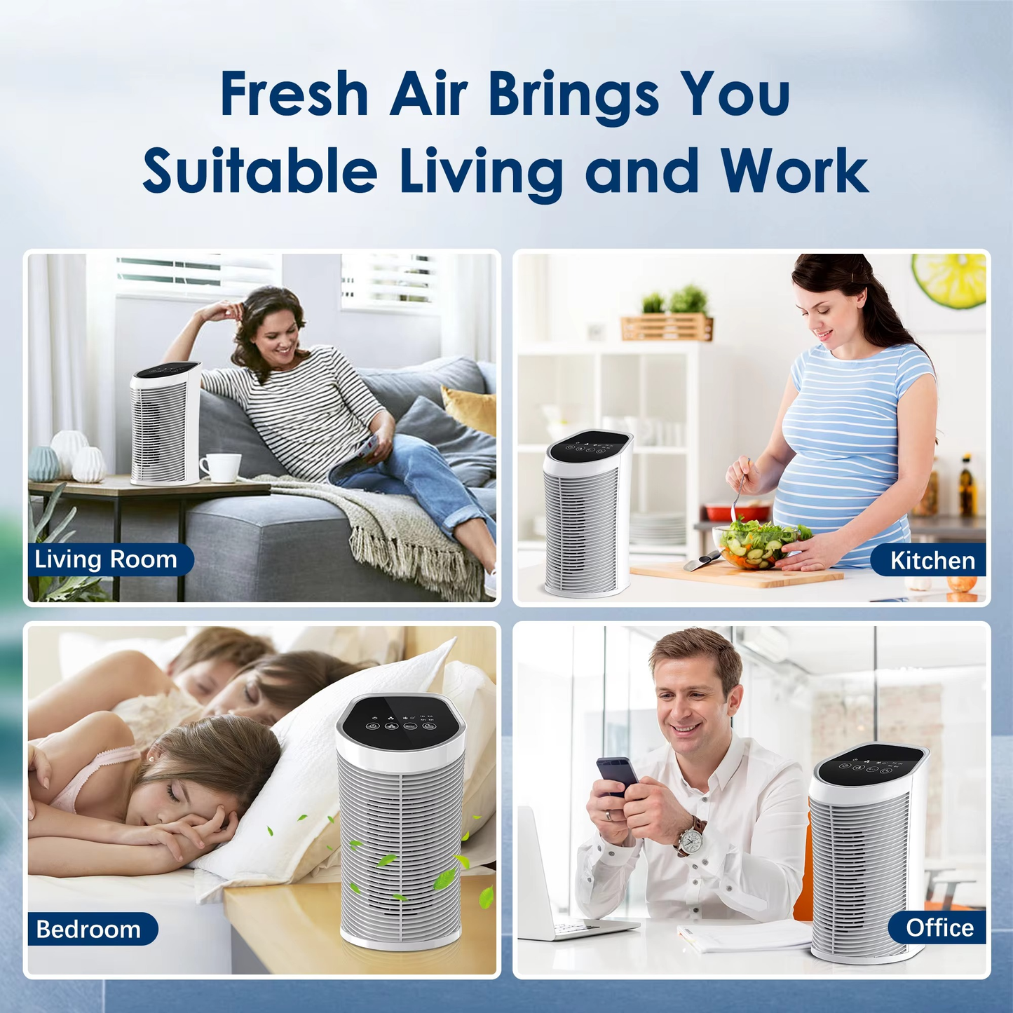 Compact Home Air Cleaner HEPA Filter 200 Sq Ft