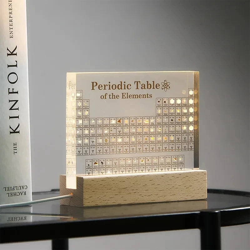 Colorful Periodic Table Lamp with Wood Base - Halri