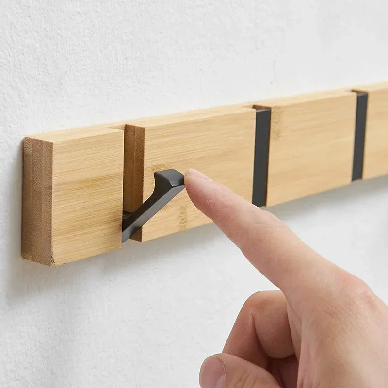 Space-Saving Wooden Wall Hook with Storage - Halri