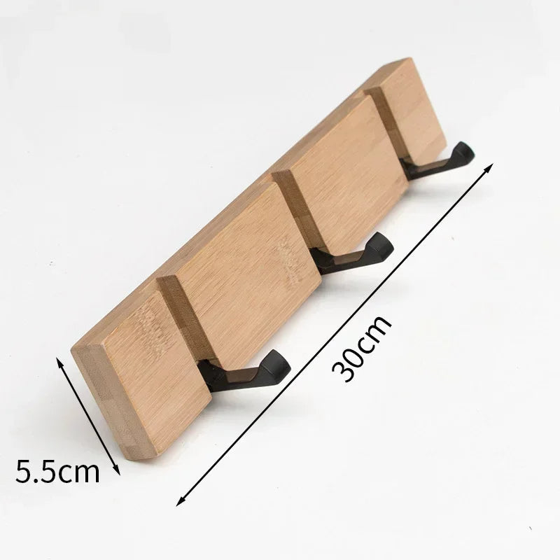 Space-Saving Wooden Wall Hook with Storage