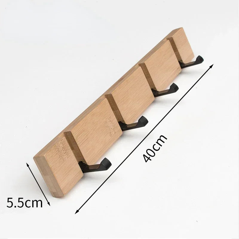 Space-Saving Wooden Wall Hook with Storage