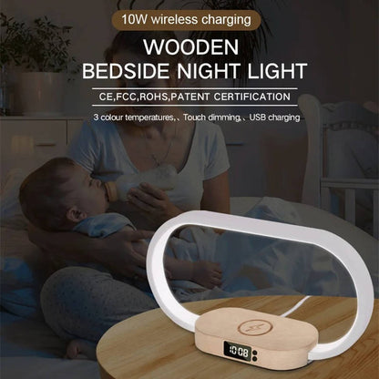 Smart Clock with Qi Charging and Bedside Lamp