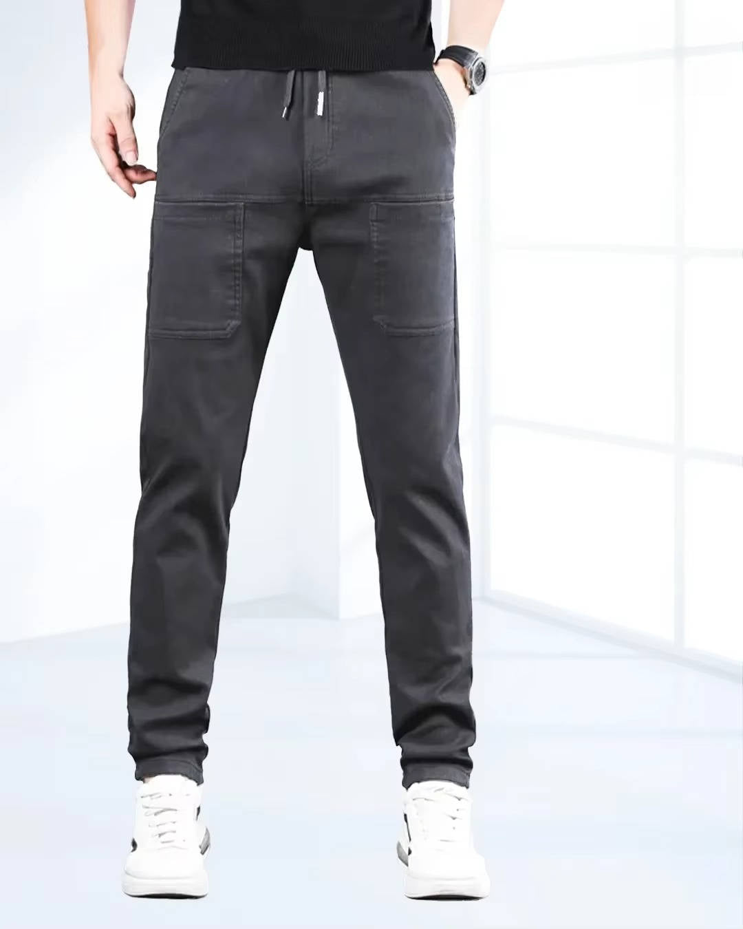 Men's Comfortable Elastic Cargo Trousers with Pockets