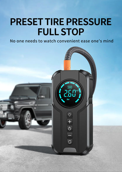 Portable Car Battery Booster with LED Light & Air Pump