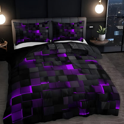 Colorful Bed Quilt Set Bold Geometric Pattern & Sturdy Design