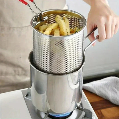 Large Electric Fryer with Basket and Strainer