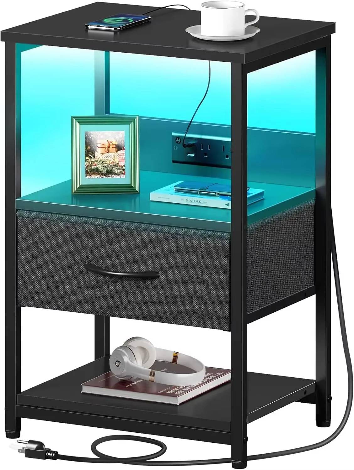 Bedside Table with USB Charger - Halri
