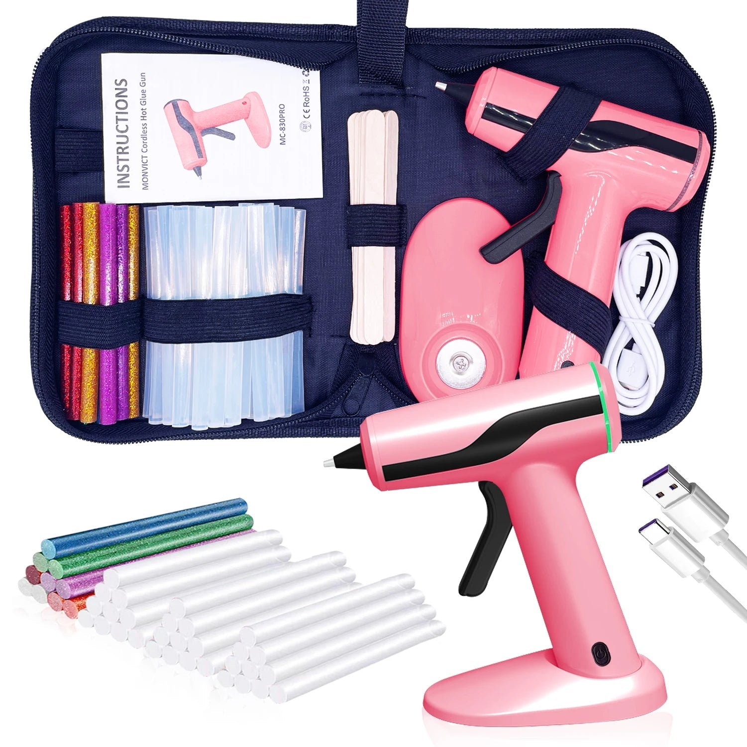 Portable Pink Mini Glue Gun Set - Halri