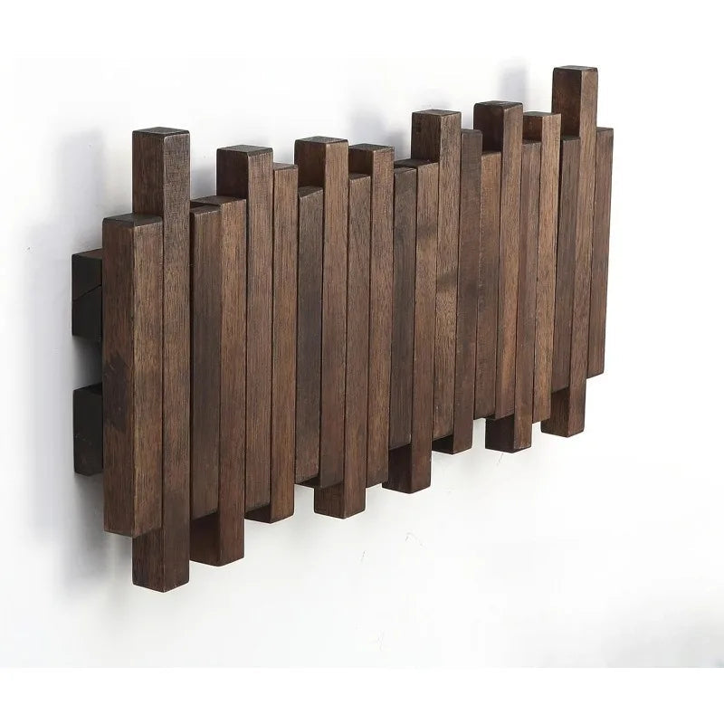 Reclaimed Wooden Wall Hook Rack Flip Down Hanger