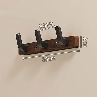Simple Wooden Wall Coat Rack with Metal Hooks