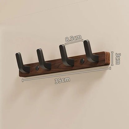 Simple Wooden Wall Coat Rack with Metal Hooks