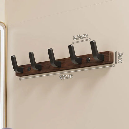 Simple Wooden Wall Coat Rack with Metal Hooks