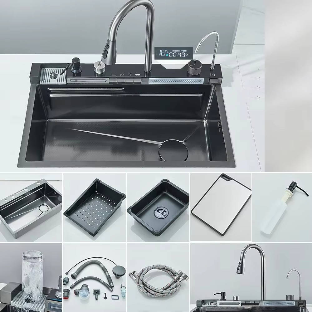 Modern Stainless Steel Kitchen Sink with Faucet and Accessories
