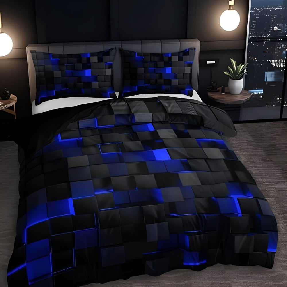 Colorful Bed Quilt Set Bold Geometric Pattern & Sturdy Design