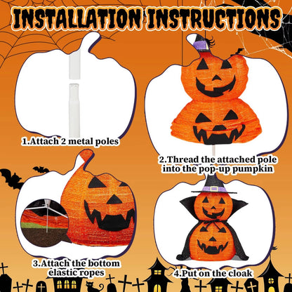 2 Pack 3ft LED Pumpkin Yard Decor Lights