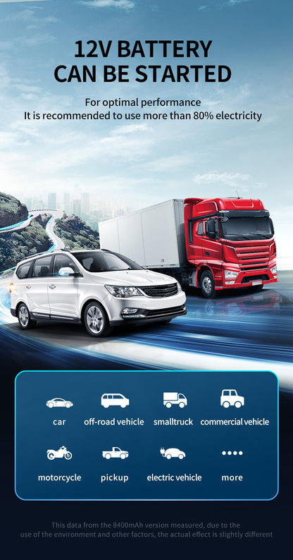 Portable Car Battery Booster with LED Light & Air Pump
