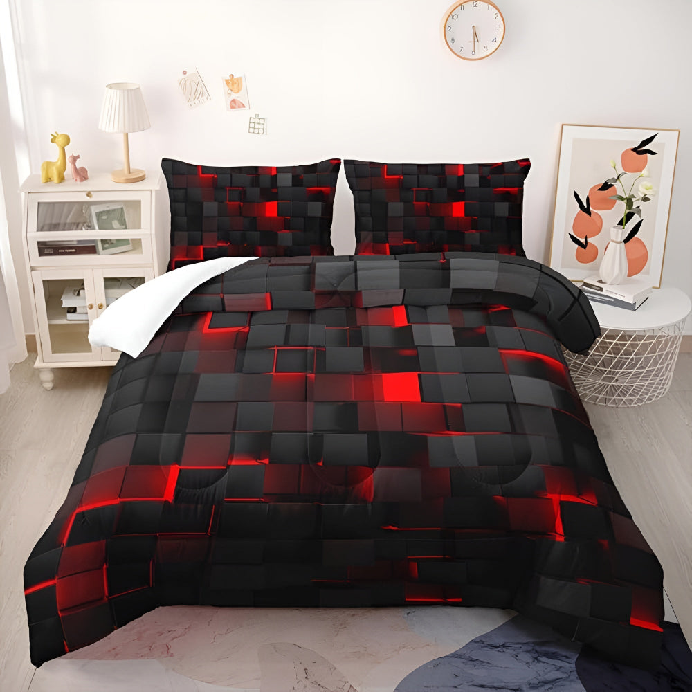 Colorful Bed Quilt Set Bold Geometric Pattern & Sturdy Design