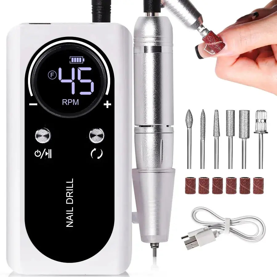 Compact Rechargeable Electric Nail Drill Kit - Halri