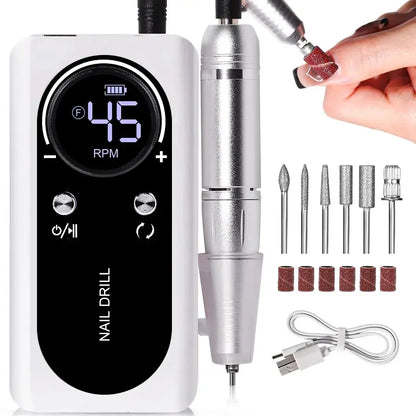 Compact Rechargeable Electric Nail Drill Kit - Halri