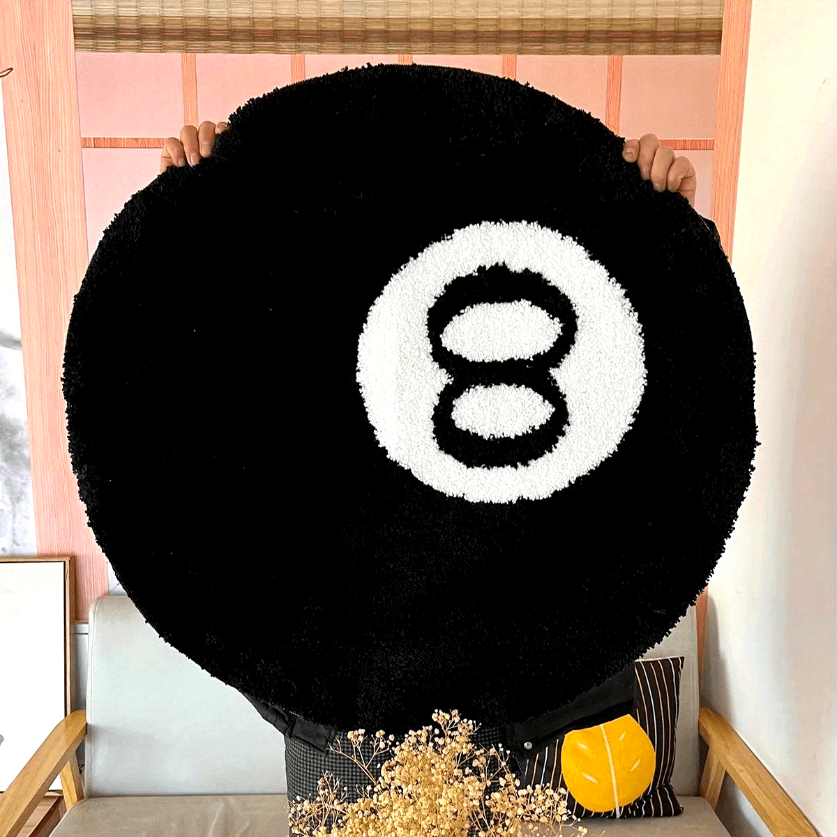 Non-Slip Circular Black Rug for Home Decor - Halri