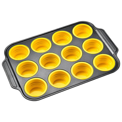 Non-Stick Silicone Muffin Pan with Strong Metal Base
