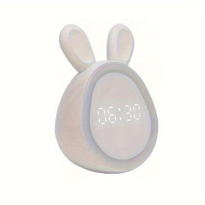 Cute Bunny Clock with LED Nightlight and USB Charging