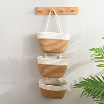 Natural Fiber 3-Tier Storage Basket Organizer