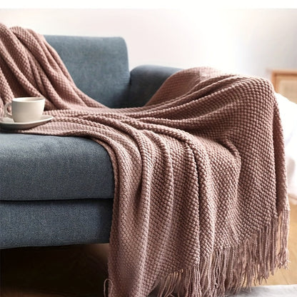 Soft Plush Throw Blanket with Tassels