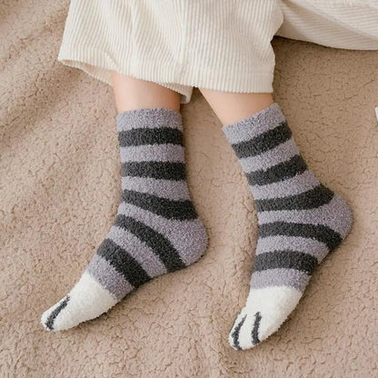 Soft Kitty Fleece Ankle Socks with Stretch Fit