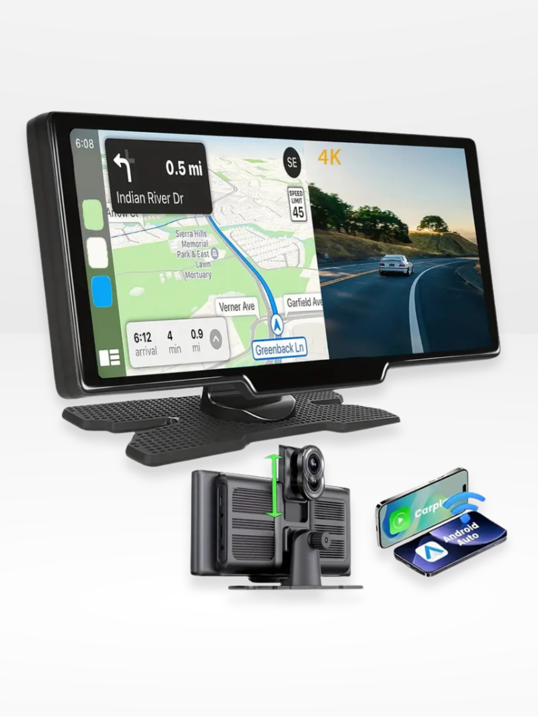 Wireless CarPlay 10.1 HD Touchscreen Dash Cam System - Halri